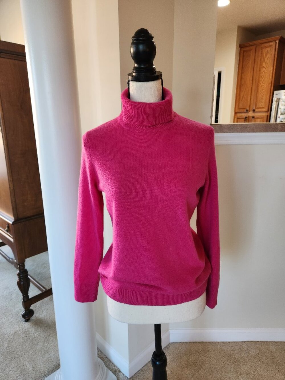 Talbots Medium Petite 100% Cashmere Pink Turtleneck Sweater